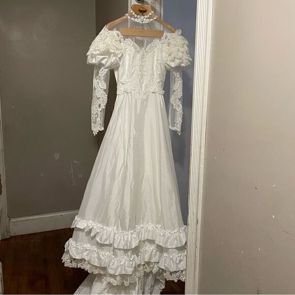 Alfred Angelo Dresses & Skirts - Vintage Alfred Angelo Romantic Cottagecore Prairie Lace Wedding‎ Dress 8